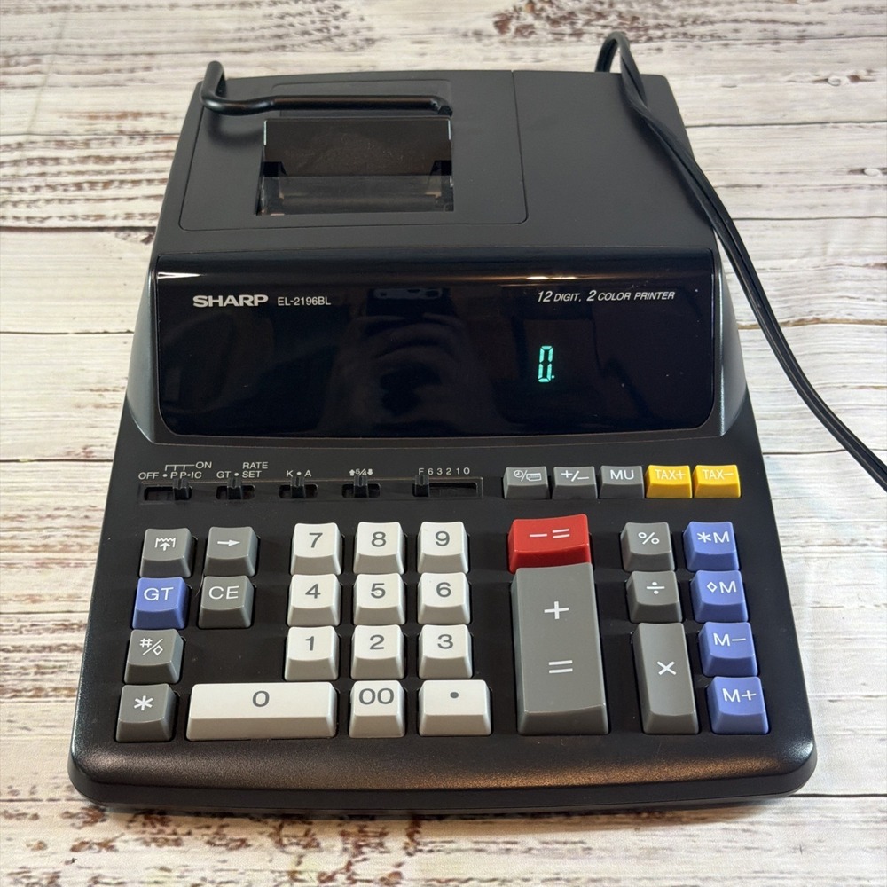 Sharp EL-2196BL 2 Color 12 Digit Electronic Desktop Printing Calculator - Clean!
